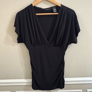 New York & Company Black V-Neck Dress